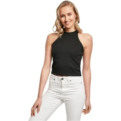 Image of Build Your Brand Women&#039;s Ladies Turtleneck Short top T Shirt, Black, XS