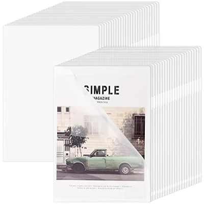 Image of ZCZN A4 Plastic Sleeves, 45pcs Clear Open Top &amp; Side Cut Flush Folders for Filing Papers and Documents, Pack of 45