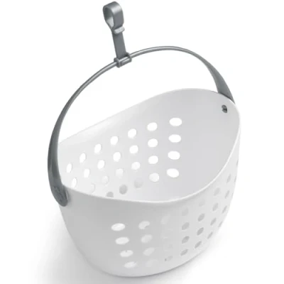 Image of culiclean Peg Basket for Clothes Pegs Washing Line/Laundry 1 white with grey Handle, Hanger, Alternative to Bag