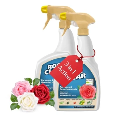 Image of Rose Clear Bug Spray Killer Pack of 2 x 800ml Ready to Use 3 in 1 Insecticide and Fungicide Insect Killer. Plant Protection with Topline Card