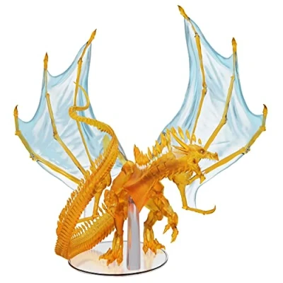Image of Dungeons &amp; Dragons D&amp;D Icons of The Realms: Adult Topaz Dragon Pre Painted Miniatures, Translucent, RPG Figure, for Display Tabletop Use, Roleplaying