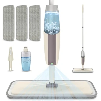 Image of Microfiber Mop Spray Mops for Floors Cleaning MEXERRIS Floor with Flat 3 Pads and 1 Refillable Bottle Suitable Hardwood, Marble, Tile, Laminate, or Ceramic