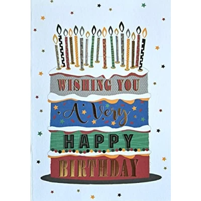 Image of Wishing You A Very Happy Birthday. Cake and Candle Card For Male
