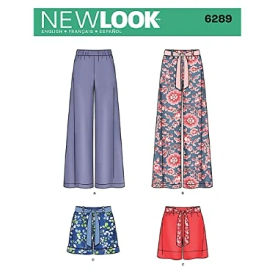 Image of New Look Sewing Pattern 6289: Misses&#039; Pull on Pants or Shorts and Tie Belt, Size, White, 36 46