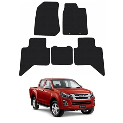 Image of Rubber Floor Mats for the Isuzu D Max (2012 2019) UK Models Custom Van Accessory Tailored fit Heavy Duty, Waterproof &amp; Anti Slip Work with Clips