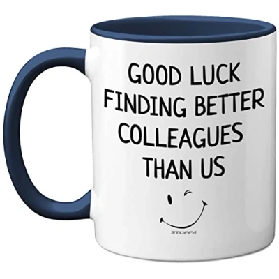 Image of Leaving Gifts for Colleagues Women Men, Good Luck Finding Better Than Us Coffee Mug Cup, 11oz Navy Handle Ceramic Mugs Dishwasher Safe, New Job Gifts, Presents