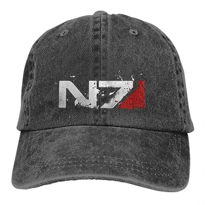 Image of BrAvee Baseball Cap Hip Hop Summer Sun Visor Distressed N7 Caps Mass Effect Commander Shepard Game Cowboy Hat Peaked Hats Birthday Gift Christmas