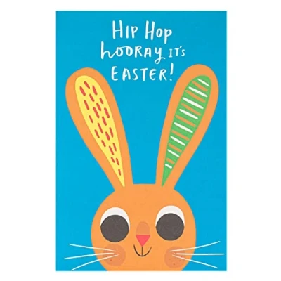 Image of UK Greetings Easter Card for Kids with Envelope Bright Bunny Design
