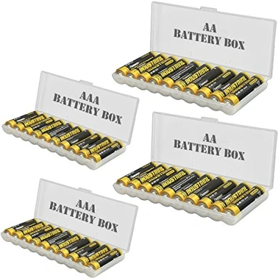 Image of 4pcs Battery Storage organizer case, batteries box holds 20pcs AAA and AA (battery not included)