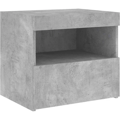 Image of vidaXL Bedside Cabinet with LED Lights Concrete Grey 50x40x45 cm