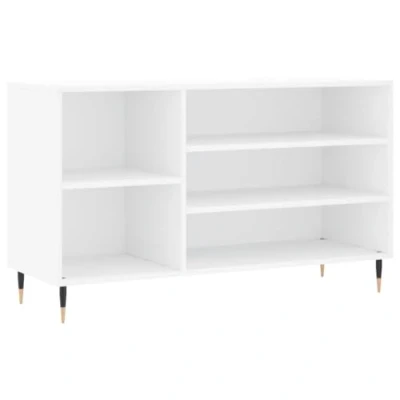 Image of vidaXL Shoe Cabinet Spacious Engineered Wood Rack with Metal Legs, High Gloss White Finish, Perfect for Living Room, Hallway, Foyer 102 x 36 60 cm