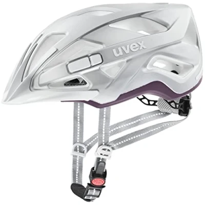 Image of uvex City Active Secure Bike Helmet for Men &amp; Women incl. LED Light Individual Fit Silver Plum Matt 56 60 cm