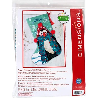 Image of Dimensions Needlepoint Kit: Stocking: Fuzzy Penguin