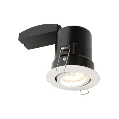 Image of Saxby Shieldplus Fire Rated 1 Light Recessed Tilt Downlight Matt White, GU10
