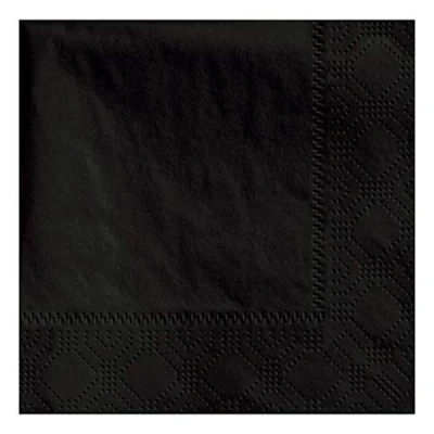Image of Thali Outlet 100 x Black Paper Dinner Napkins 3 Ply 40cm 4 Fold Tissue Serviettes