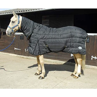 Image of Rhinegold 0 Mega Quilted Stable Rug heavy Winter Weight 350gsm Fill Quilt, Black, 5 9 UK