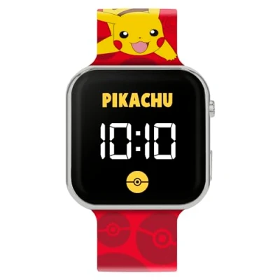 Image of Accutime Pokémon Pikachu LED Red Strap Kids Watch POK4405