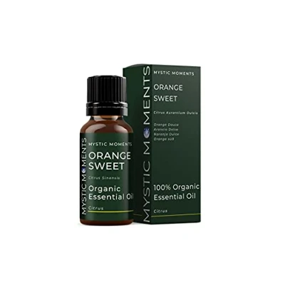 Image of Mystic Moments Organic Orange Sweet Essential Oil 10ml Pure &amp; Natural for Diffusers, Aromatherapy Massage Blends Vegan GMO Free