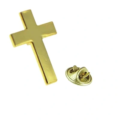 Image of Widdle Gifts Ltd Gold Plain Cross Pin Brooch