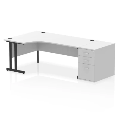 Image of Impulse 1800 LH Crescent Desk Cantilever White/Black 800 High Ped