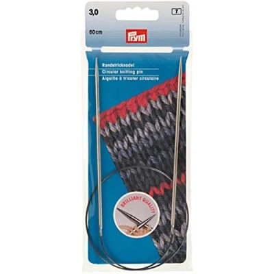 Image of Prym Circular Knitting Needle, Brass, Silver, 3 mm