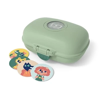 Image of monbento Kids Snack Box MB Gram Forest for Boys &amp; Girls Ideal Lunches or Snacks at School/Park BPA Free Food Grade Safe Green