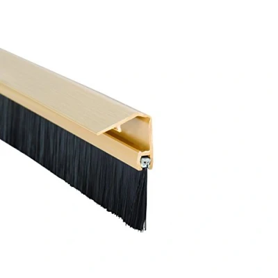 Image of Stormguard 02SR0720838G Bottom of The Door Brush Strip Draught excluder 838mm (2&#039;9&quot;) Gold with Cover to CONSEAL Screws, 838 mm