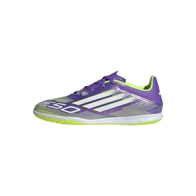 Image of adidas Performance F50 CLUB IN Indoor football boots, Men&#039;s, Size: 12.5, Purple rush/footwearwhite/lucid lemon shoes