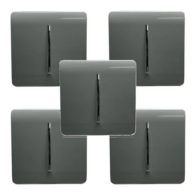 Image of Trendi Modern 1 Gang or 2 Way Screwless Rocker Light Switch in Charcoal Grey (Pack of 5)