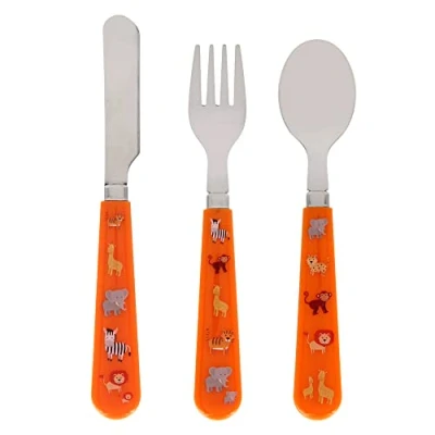 Image of lesser and pavey LP49047 Little Stars Cutlery Set Zoo design of 3 Cuttlery, Multicoloured