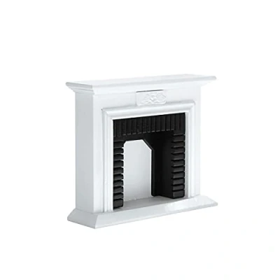 Image of WANGCL Dolls House Fireplace White Mini 1/12 Doll Accessories Wooden Furniture