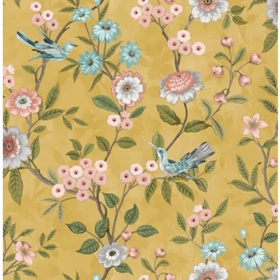 Image of Fine Decor FD43446 Eleanor Floral Wallpaper, Ochre