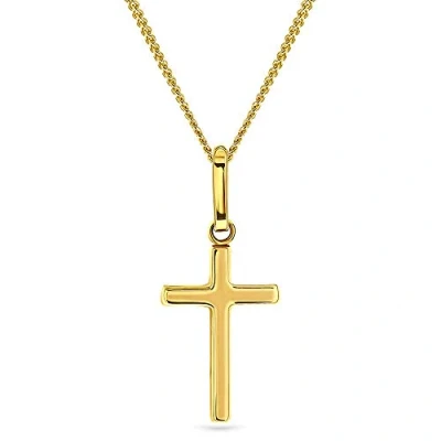 Image of Miore cross necklace in 9 karat 375 yellow gold solid pendant on 45 cm chain