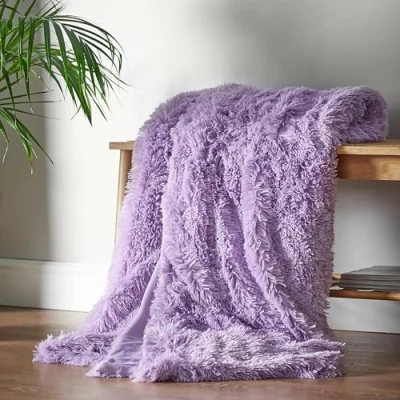 Image of Catherine Lansfield Cuddly Deep Pile Faux Fur 150x200cm Blanket Throw Heather