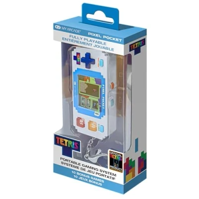 Image of Tetris Pixel Player: Officially Licensed Tiny Video Game, Strategic Puzzle Game with 10 Bonus Games, Portable Keychain Arcade, Games for Kids and Adults