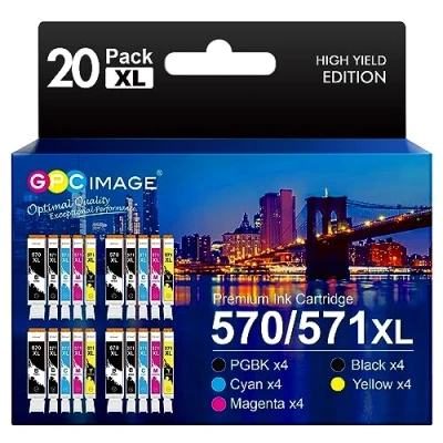 Image of GPC Image 20 Pack Ink Cartridges Replacement for Canon PGI 570XL CLI 571XL Compatible with PIXMA MG5700 MG5750 MG5751 MG6850 MG6851 TS5050 TS5051 TS6050 MG6800 MG6850(PGBK Black Cyan Magenta Yellow)