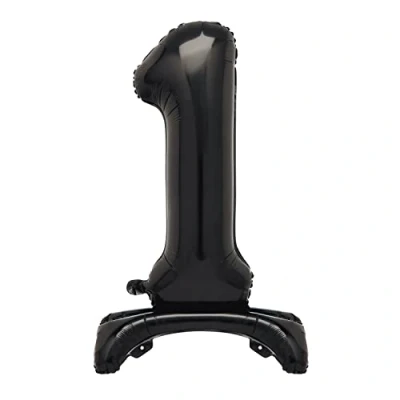 Image of Unique 13781 Giant Standing Foil Number 1 Balloon 76 cm Black