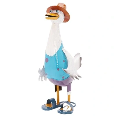 Image of Christmas Concepts® 39cm (15&#039;&#039;) Standing Metal Duck Sculpture Indoor/Outdoor Garden Decoration (Blue Male)