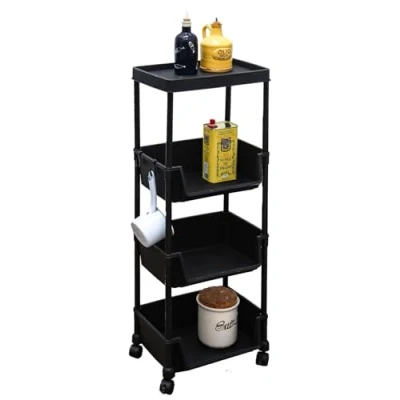 Image of MAKLIK 3 Tier Kitchen Storage Trolley 35x24x100 on Wheels Slim Unit Vegetable Rack Fruit Cart Thin Shelving Bathroom Toilet Shelf