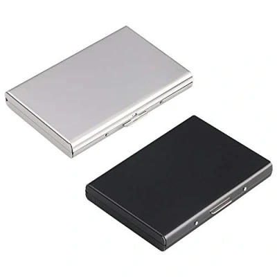 Image of Vicloon Metal Card Holder Wallet,Ultra Thin Stainless Steel Wallets RFID Blocking Credit Wallet for Men &amp; Women,Best Protector (Black Silver)