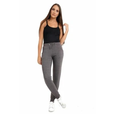 Image of True Face Womens Trousers Regular Fit Sweatpants Bottoms Fleece Skinny Joggers Jogging Ladies Gym Lounge Pants Charcoal XL