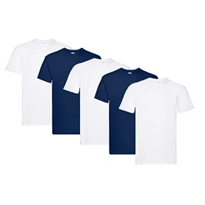 Image of Fruit of the Loom Men&#039;s Super Premium Short Sleeve T Shirt (Pack 5), 3white2navy, XXL