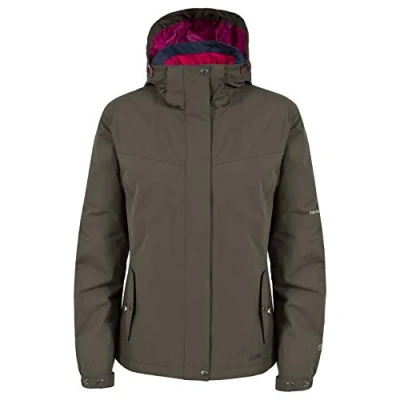 Image of Trespass Malissa, Khaki, XS, Waterproof Jacket with Concealable Hood for Women, X Small, Green
