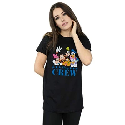 Image of Disney Women&#039;s Mickey Mouse Friends Boyfriend Fit T Shirt Black X Large