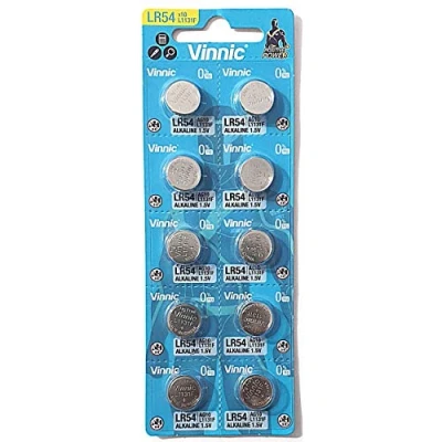 Image of Vinnic AG10 L1131 189 V10GA RW89 D189 Pack of 10 Alkaline Batteries for Watches, Calculators, Toys, Lasers, Clocks, Thermometers and Other Electronic Items.