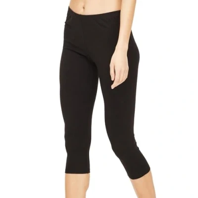 Image of Thought Womens Essential Organic Cotton Cropped Leggings Machine Washable Breathable &amp; Comfortable ¾ Length Elastic Stretch Bottoms for Relaxing, Lounging, Yoga, Gym Black, Size 8