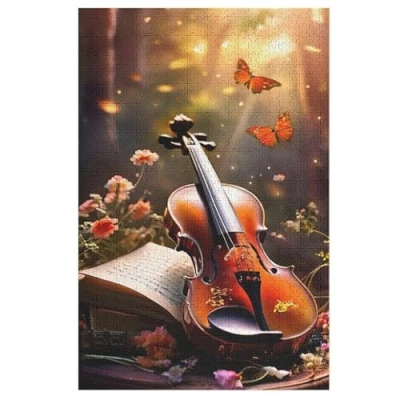 Image of Violin Puzzles 1000 Pieces Jigsaw For Teens And Adults Wooden Puzzle Family Activity Educational Games （78x53cm）