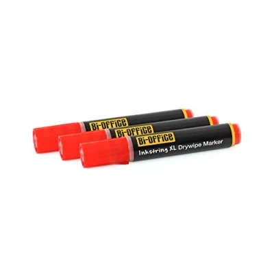 Image of Bi Office InkstringXL Dry wipe Marker for White Boards with Gel Ink and 3 mm Round Tip Red, Pack of