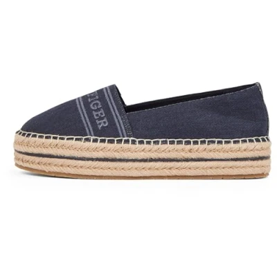 Image of Tommy Hilfiger Women&#039;s Denim Platform Espadrilles, Blue (Space Blue), 6.5