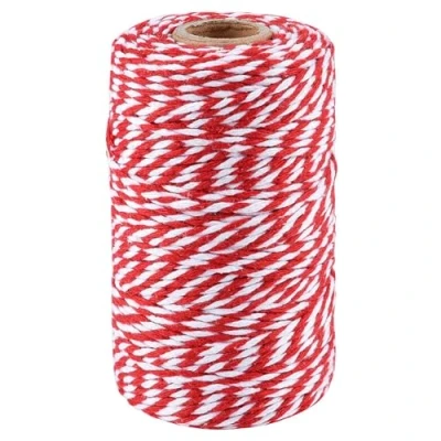 Image of Cotton Bakers Twine, Red And White String Twine Rope Butchers For Baking Cooking Crafts Wrapping, 100 M